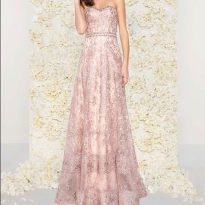 Mac Duggal Couture Floral Lace Evening Gown